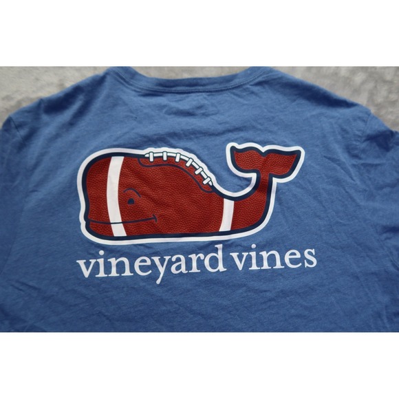 Vineyard Vines Mens Long Sleeve T Shirt Blue Football‎ Whale Pocket Graphic M - Picture 6 of 10